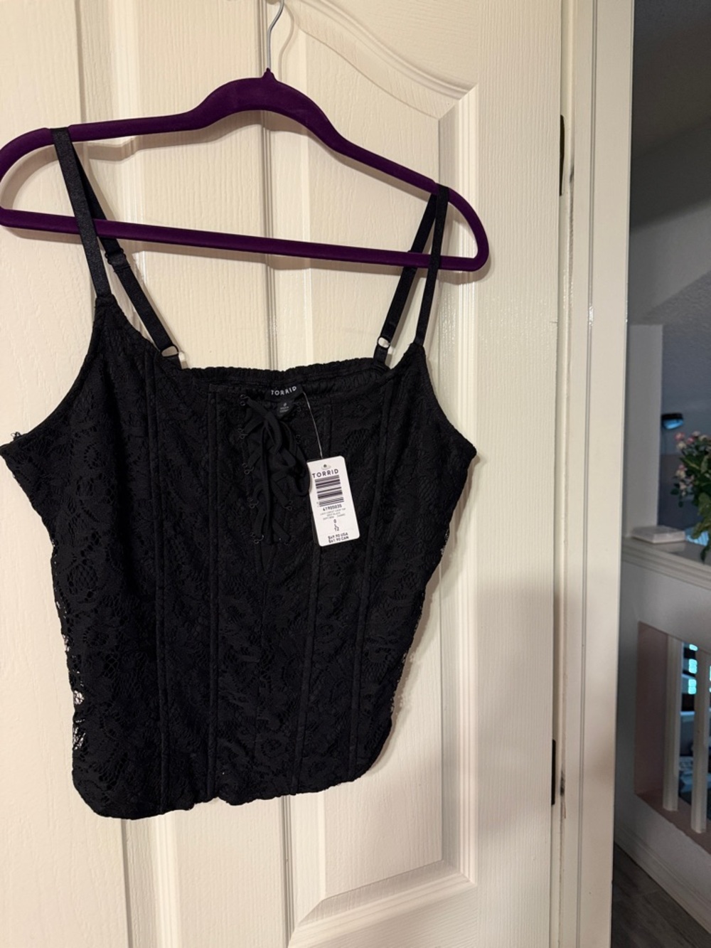 Torrid Black Lace Corset-Style Cami Top